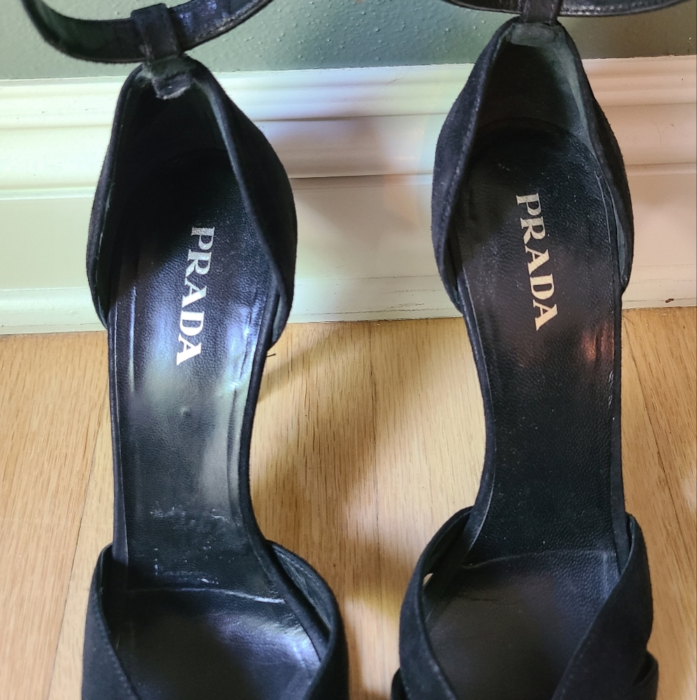 Prada Ankle Strap Open Toe Heels, Size 40 - Picture 2 of 6